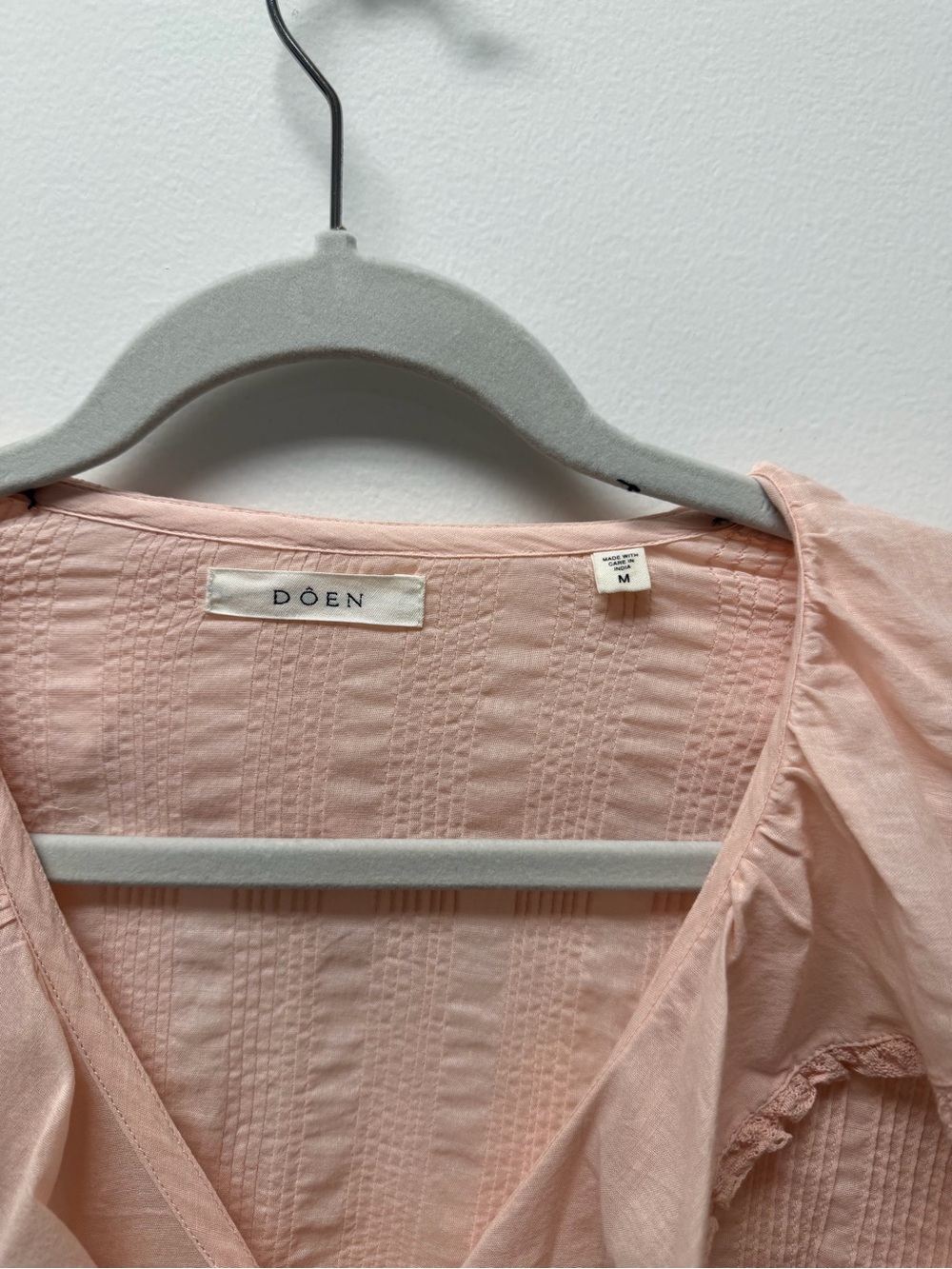 Doen Blush Peach Ruffle-Front Short Sleeve Blouse - Picture 2 of 3